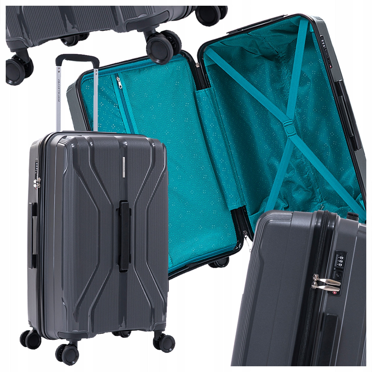 MEDIUM TRAVEL SUITCASE ON WHEELS STRONG HARD 25" GRAFFITE POLYPROPYLENE