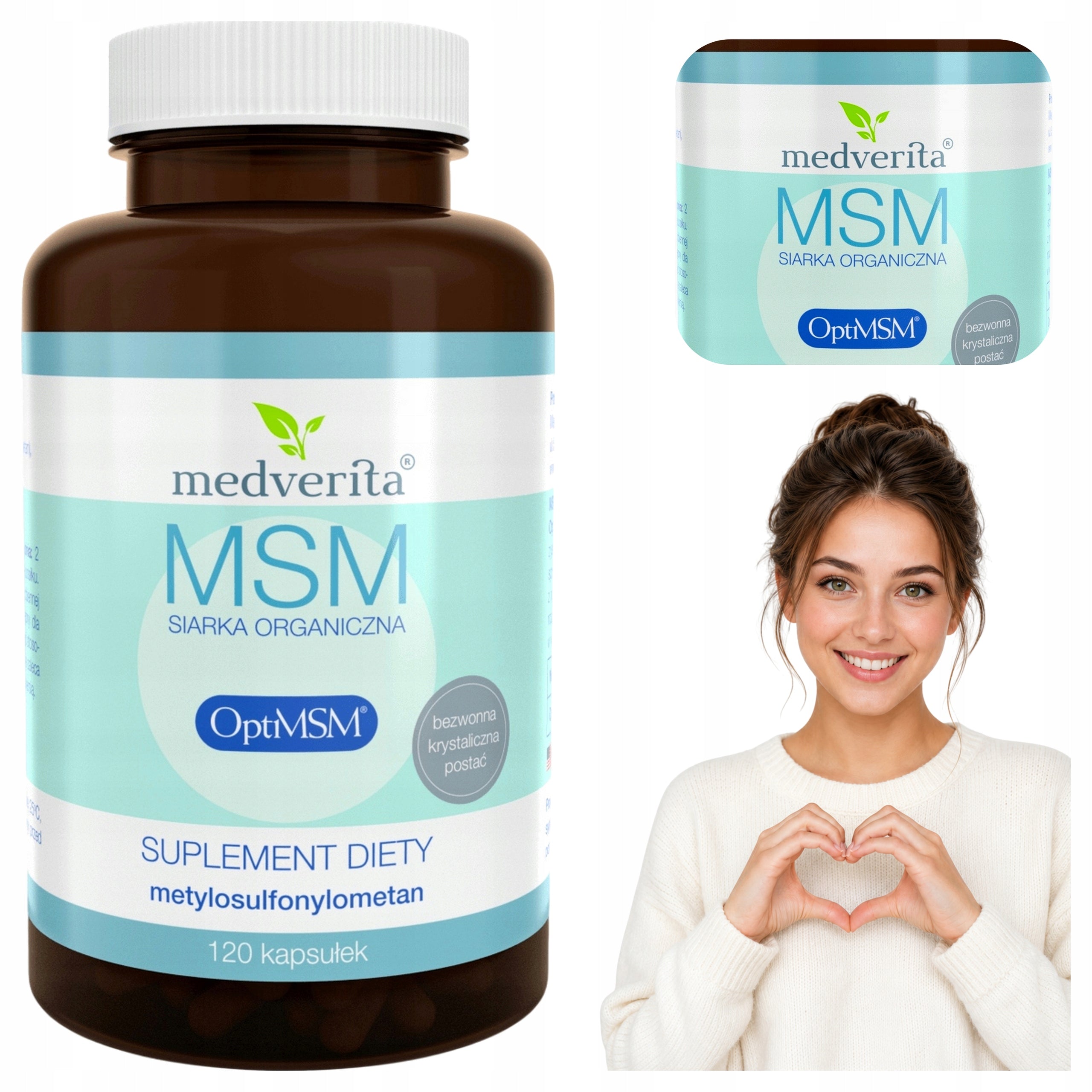 MEDVERITA MSM Organic Sulphur OptiMSM 500 mg Methylsulfonyl 120 kaps.