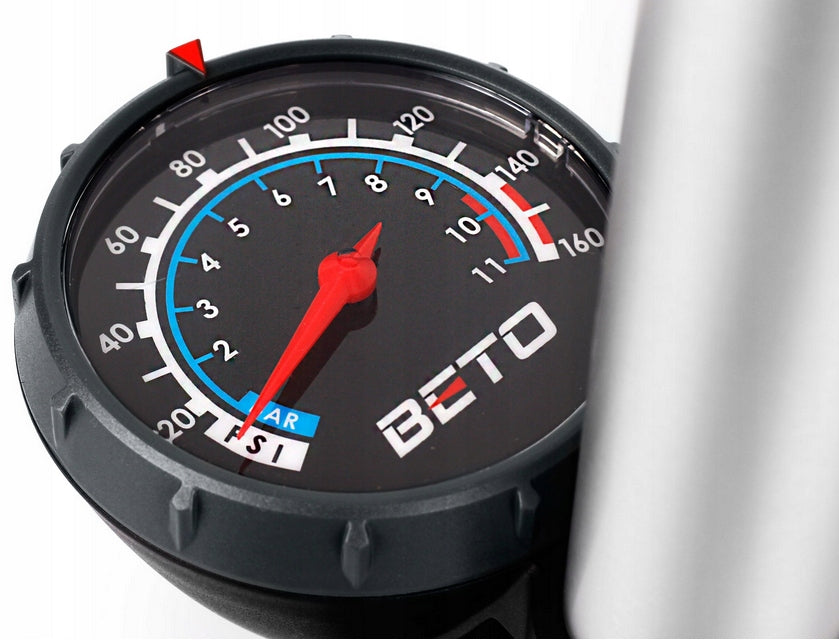 MEGA Bicycle pump BETO for AV DV FV CFL-505AG7 + PRESSURE GAUGE + needle Manufacturer code CFL-505AG7
