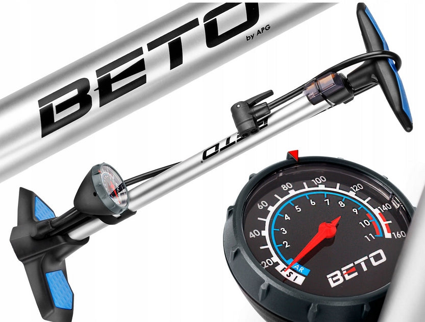 MEGA Bicycle pump BETO for AV DV FV CFL-505AG7 + PRESSURE GAUGE + needle