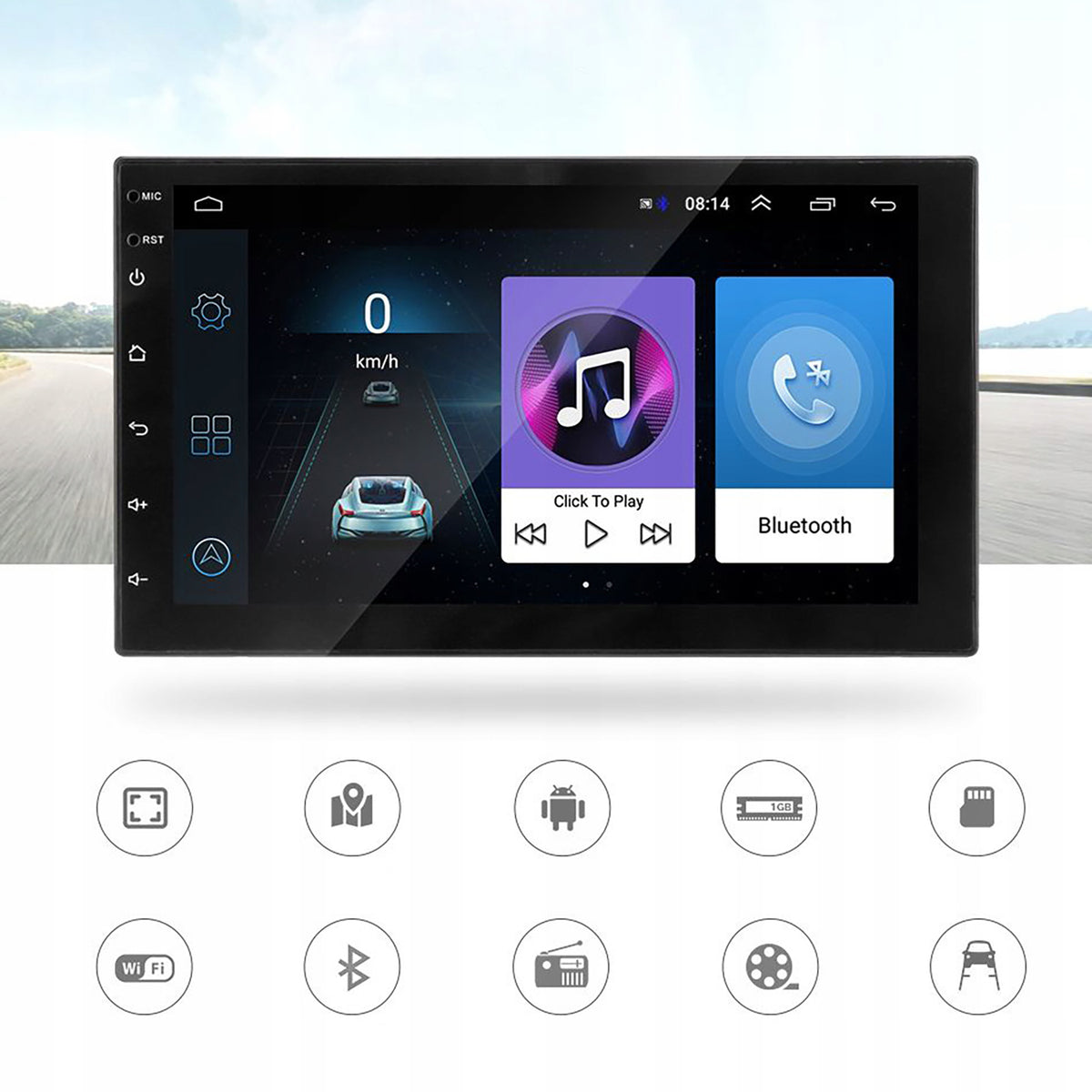 MEGA Car Radio ANDROID Bluetooth WiFi USB 2DIN GPS MICROPHONE SET Packaging status original