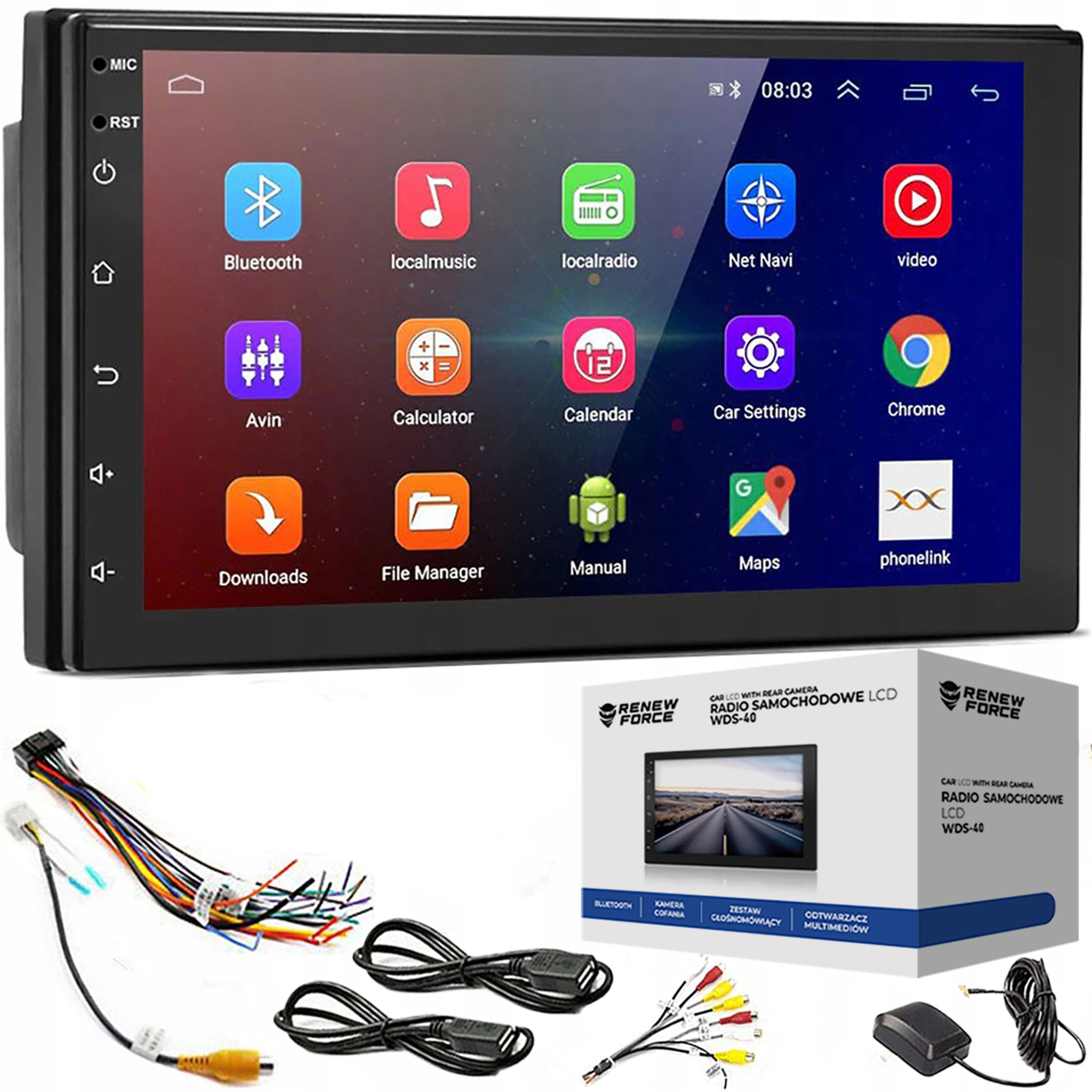 MEGA Car Radio ANDROID Bluetooth WiFi USB 2DIN GPS MICROPHONE SET
