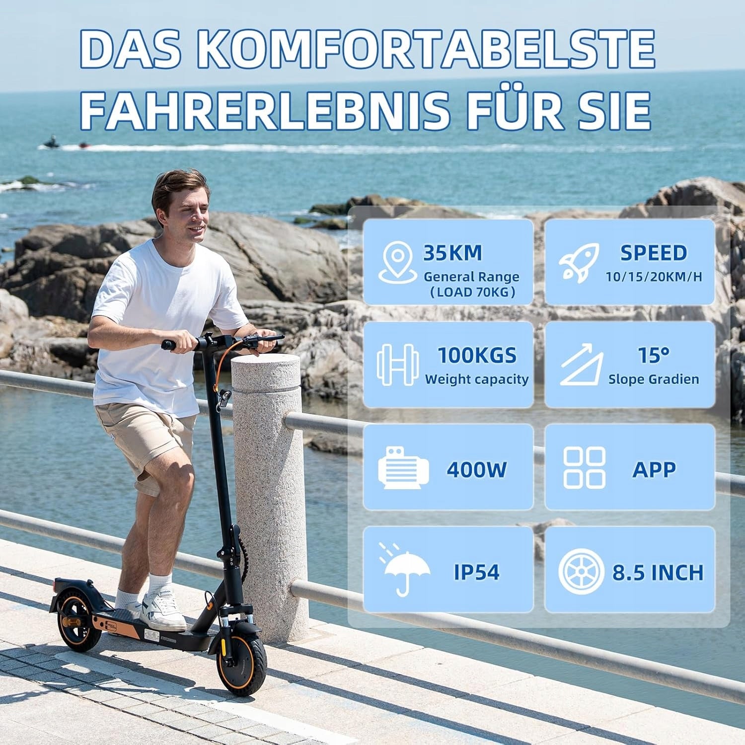 MEGA MOTION EV85F E Scooter , electric scooter with 400W motor, APP Manufacturer code EV85F-MM