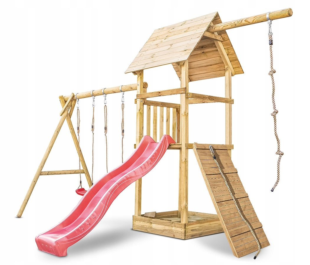MEGA PLATFORM Tower Square toys sandpit, slide, swing, rope and ramp Brand Wood&Play