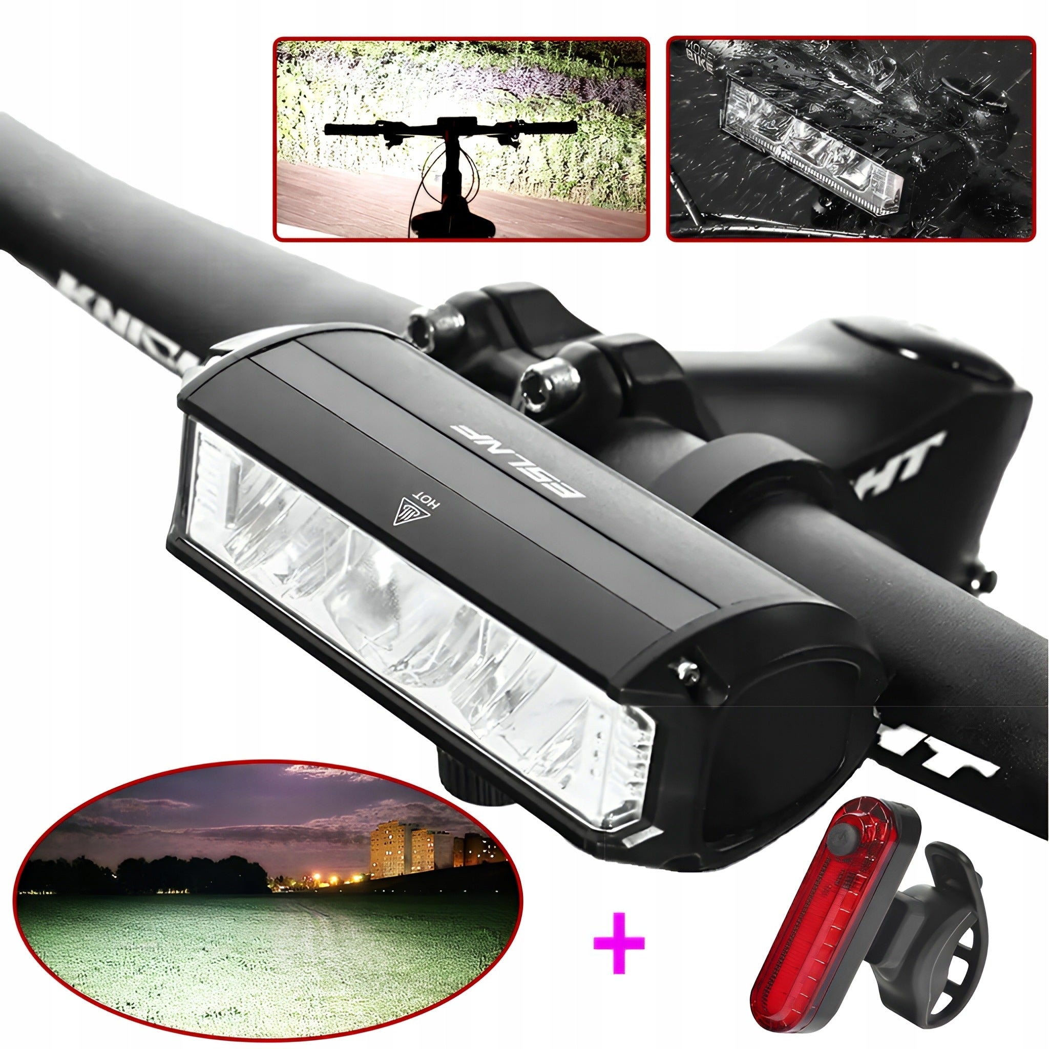 MEGA POWERFUL Bike Light + REAR KPL for handlebar WATERPROOF AKU 1650lm