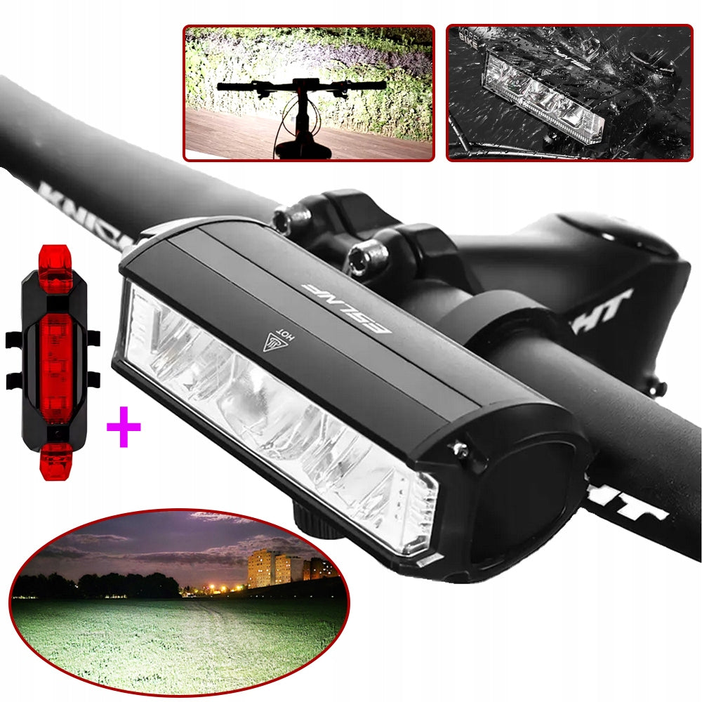MEGA POWERFUL Bike Light + REAR KPL for handlebar WATERPROOF AKU 1650lm