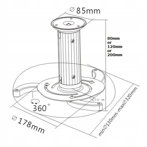 MEGA Projector Holder + Adjustment 15 KG 12 CM Brand Kraftmann
