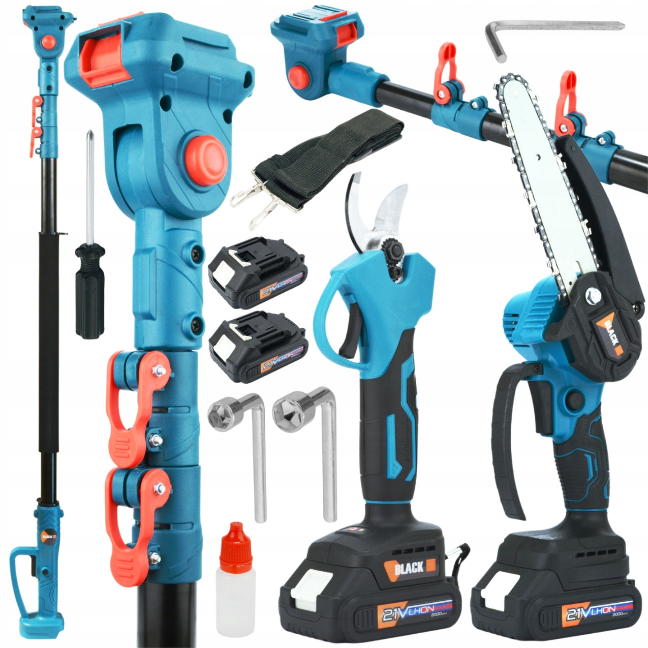 MEGA SET 2IN1 SAW PRUNING SHEAR BOOM 2M 21V AKU 2PCS CHARGER BLACK