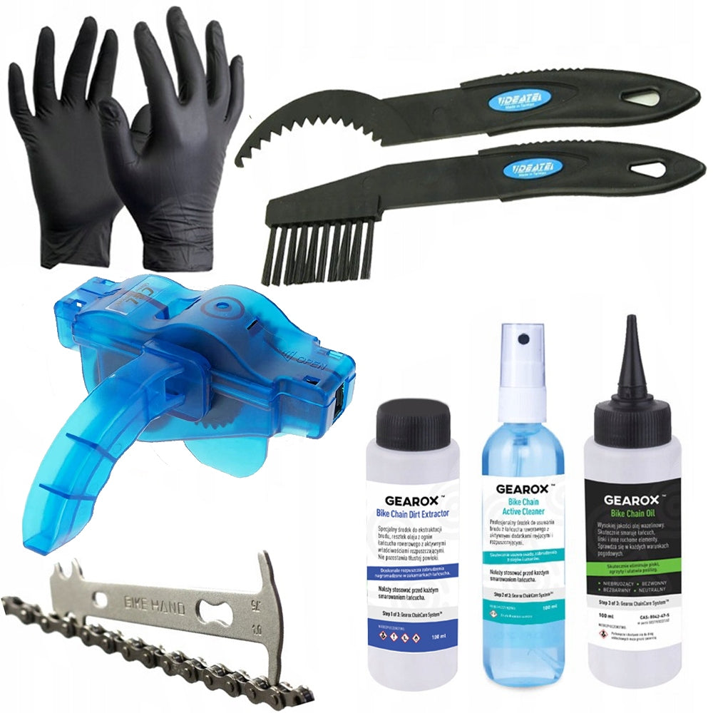 MEGA SET FOR CLEANING THE LUBRICATION OF THE BICYCLE CHAIN DRIVE GEAROX