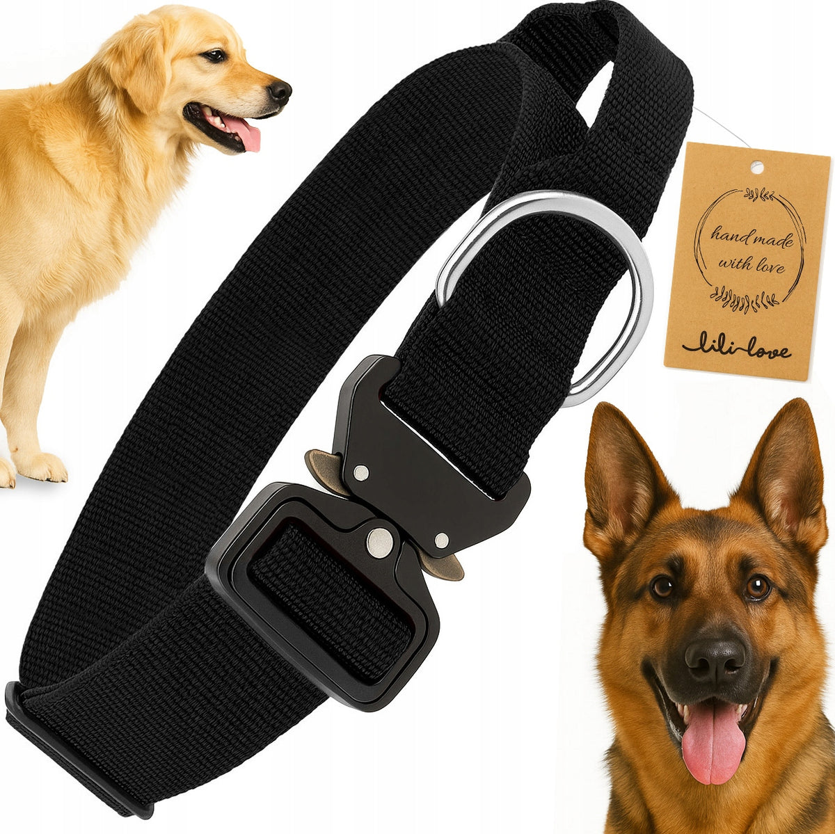 MEGA STRONG TACTICAL COLLAR FOR BIG DOG METAL BUCKLE 30-45CM - M