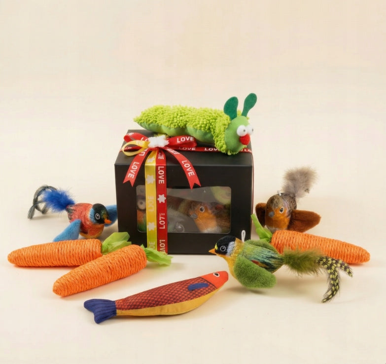 MEGA Set of 8 EXLUSIVE Cat Toys in Decorated Gift Box