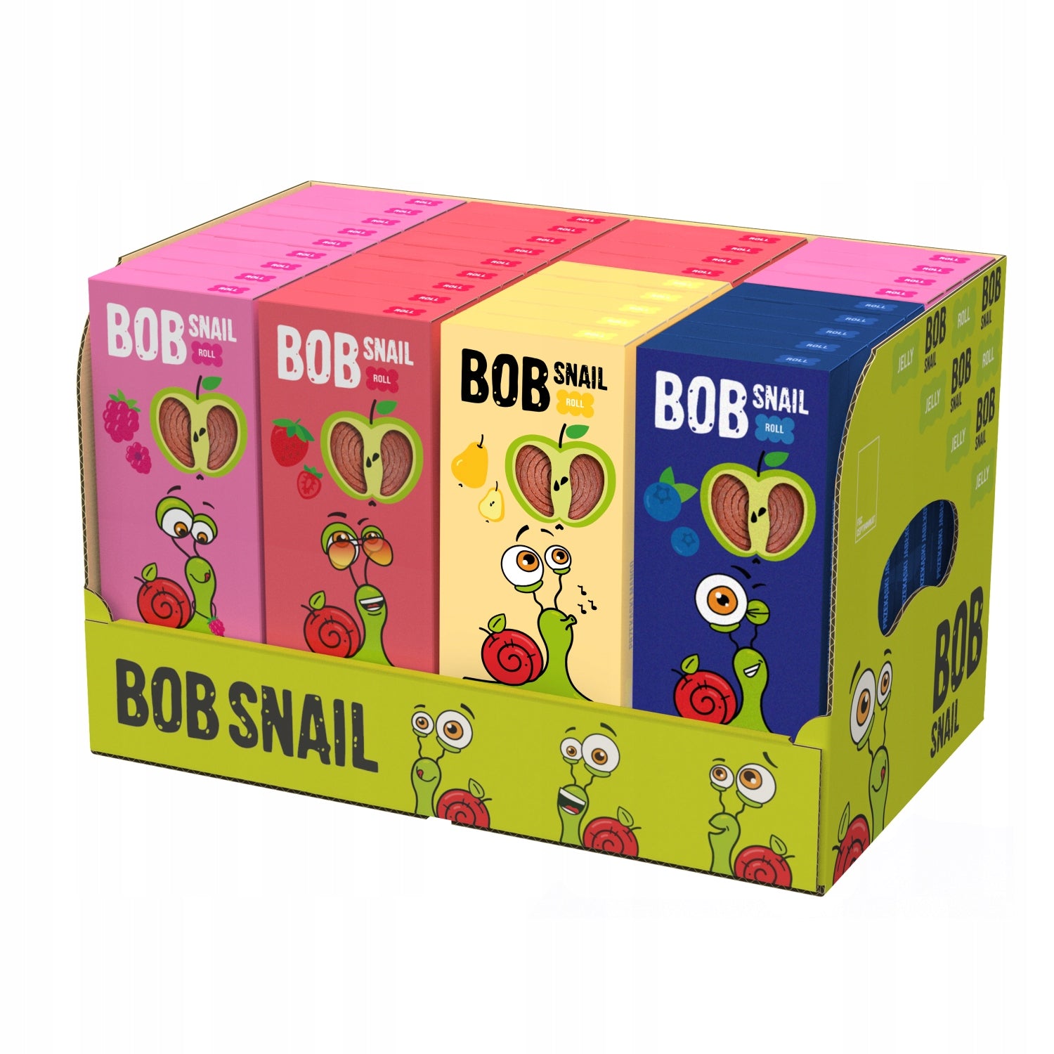 MEGA Set of Fruit Rolls BOB SNAIL healthy snack MIX 4 flavors 36x30g Packaging status original