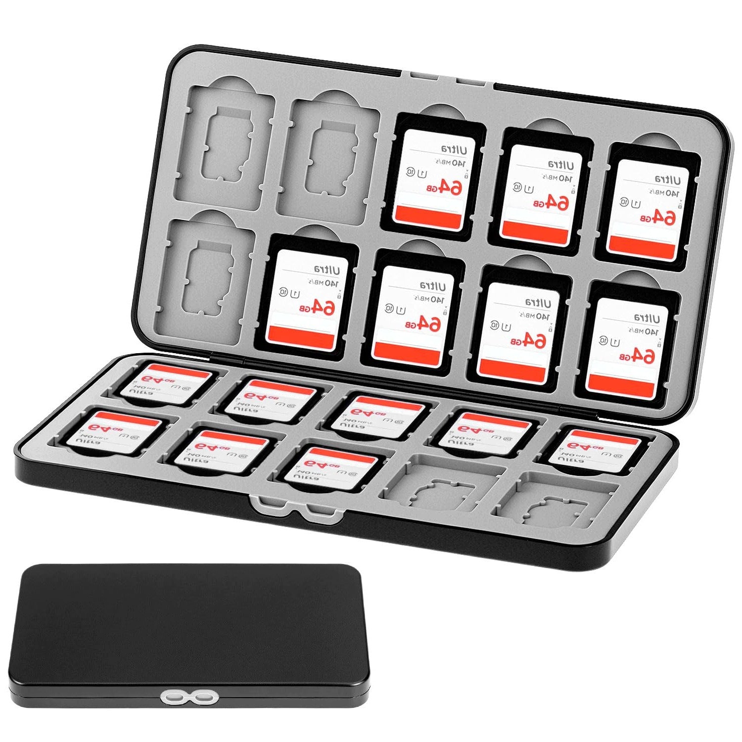 MEMORY CARD CASE 20 SLOTS SD 20 MICRO SD BLACK COMPACT