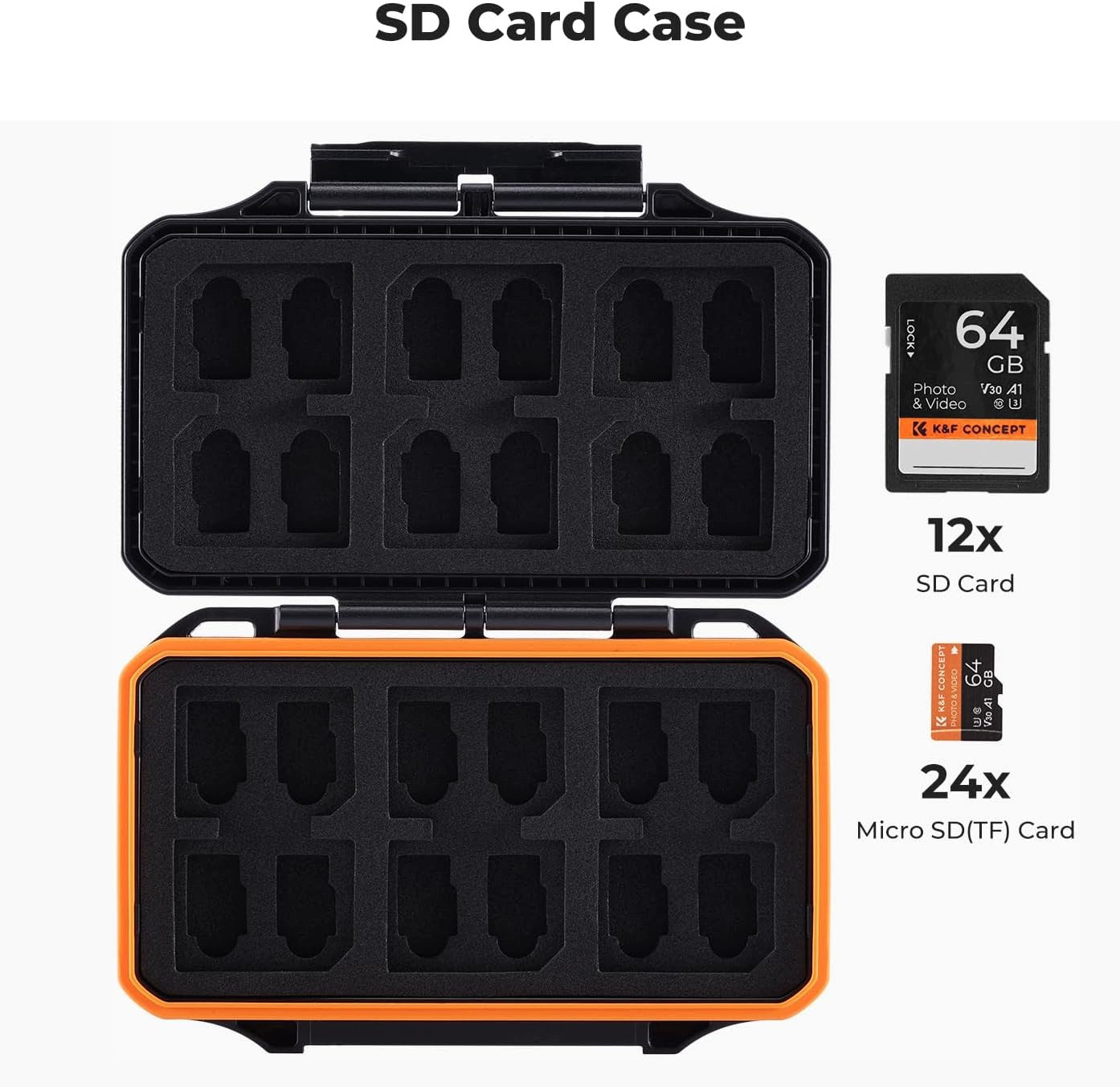 MEMORY CARD CASE 36 COMPARTMENTS SD MICRO TF WATERPROOF Model K&F Concept Etui na karty pamięci z 36 przegródkam