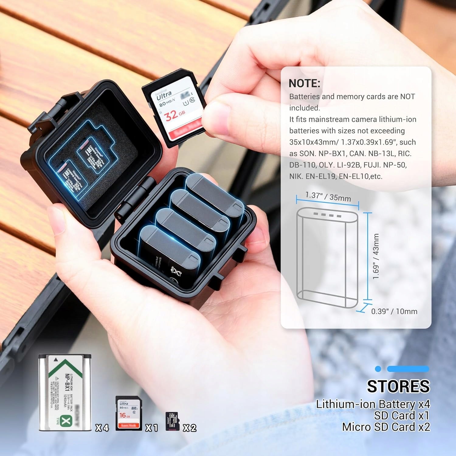 MEMORY CARD CASE AND CAMERA BATTERIES WATERPROOF 2IN1 Model JJC Etui na karty pamięci 2 w 1 i etui na baterie