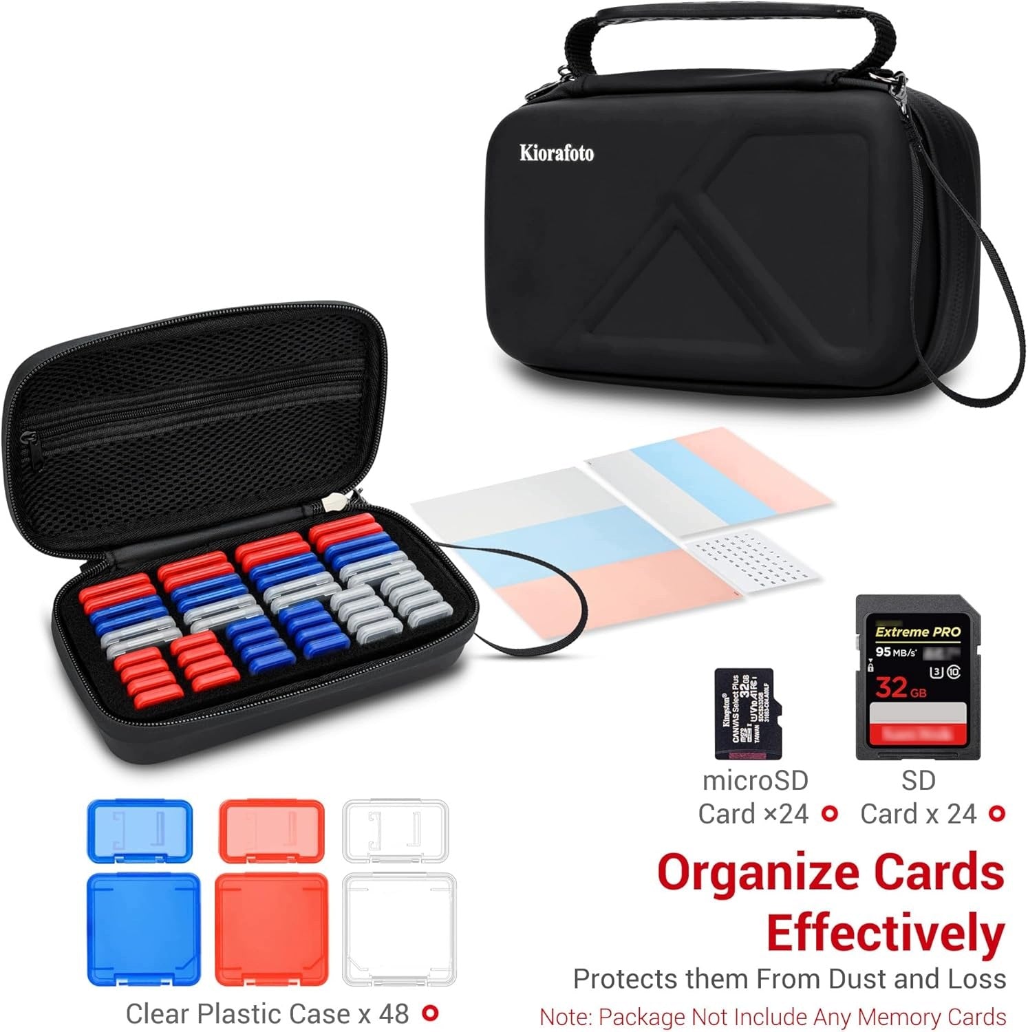 MEMORY CARD CASE EVA 48 HANDLES SD SDHC SDXC TF WATERPROOF Model Etui na karty pamięci EVA z 48 przezroczystymi pla