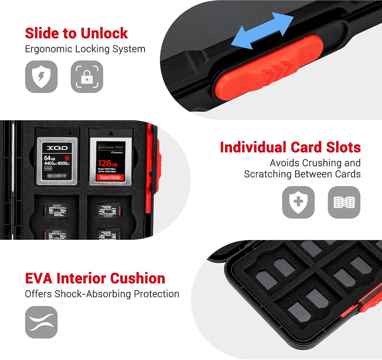 MEMORY CARD CASE XQD CFEXPRESS MICROSD 36 COMPARTMENTS Manufacturer no brand