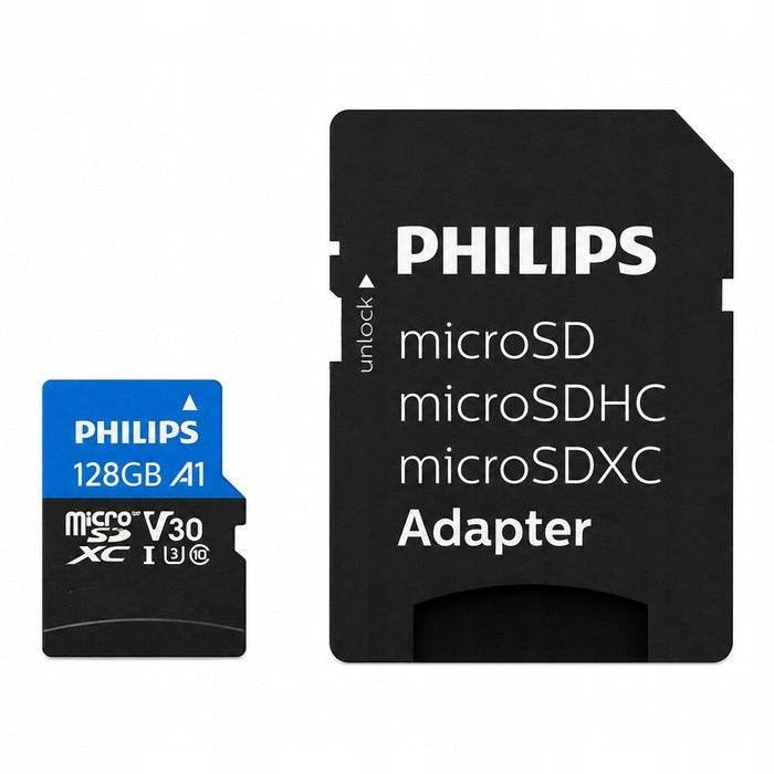 MEMORY CARD SD PHILIPS 128GB UHS-I MICRO SDXC A1 V30 UP TO 130MB/S + ADAPTER Card capacity 128 GB