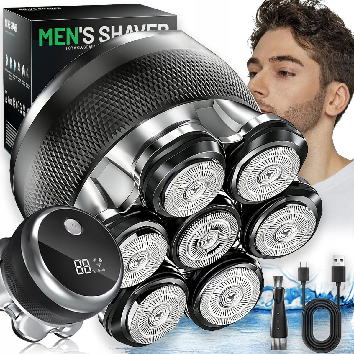 MEN'S 2IN1 SHAVER FOR BEARD HAIR AND HEAD WITH 1200MAH BATTERY