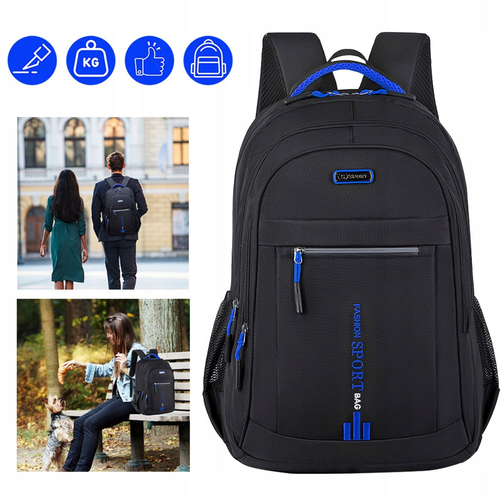 MEN'S BACKPACK BLACK FOR SCHOOL WORK WATERPROOF DURABLE ROOMY 4 COMPARTMENTS Brand no brand