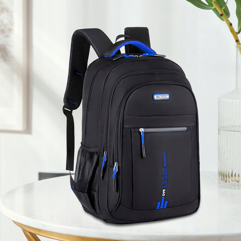 MEN'S BACKPACK BLACK FOR SCHOOL WORK WATERPROOF DURABLE ROOMY 4 COMPARTMENTS Packaging status original