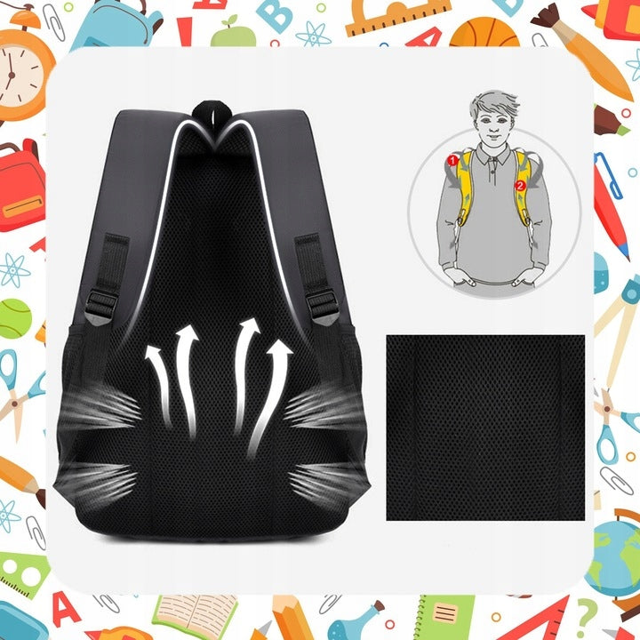 MEN'S BACKPACK FOR SCHOOL WORK BLACK WATERPROOF DURABLE 4 COMPARTMENTS Manufacturer code PLECAK MĘSKI DAMSKI DO PRACY SZKOŁY CZARNY..