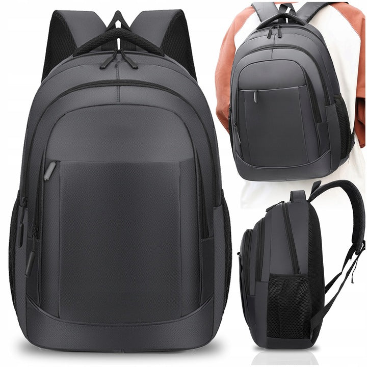 MEN'S BACKPACK FOR SCHOOL WORK BLACK WATERPROOF DURABLE 4 COMPARTMENTS
