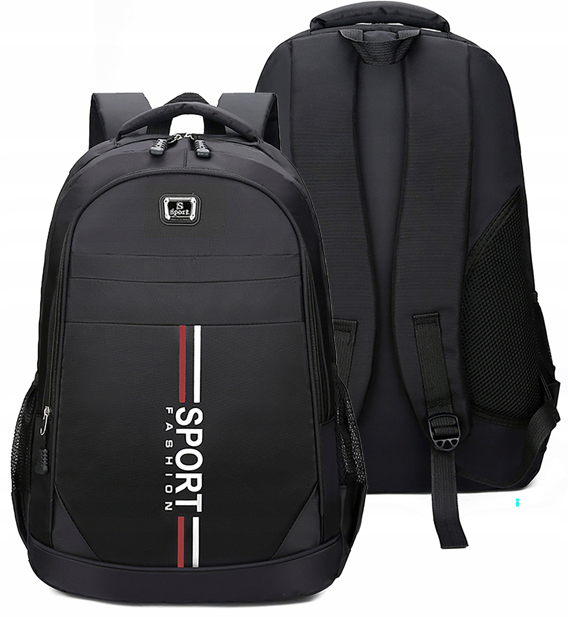MEN'S BACKPACK FOR SCHOOL WORK BLACK WATERPROOF DURABLE SOLID