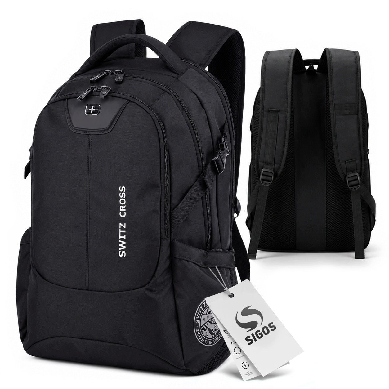 MEN'S BACKPACK FOR SCHOOL WORK BLACK WATERPROOF DURABLE STURDY LIGHTWEIGHT