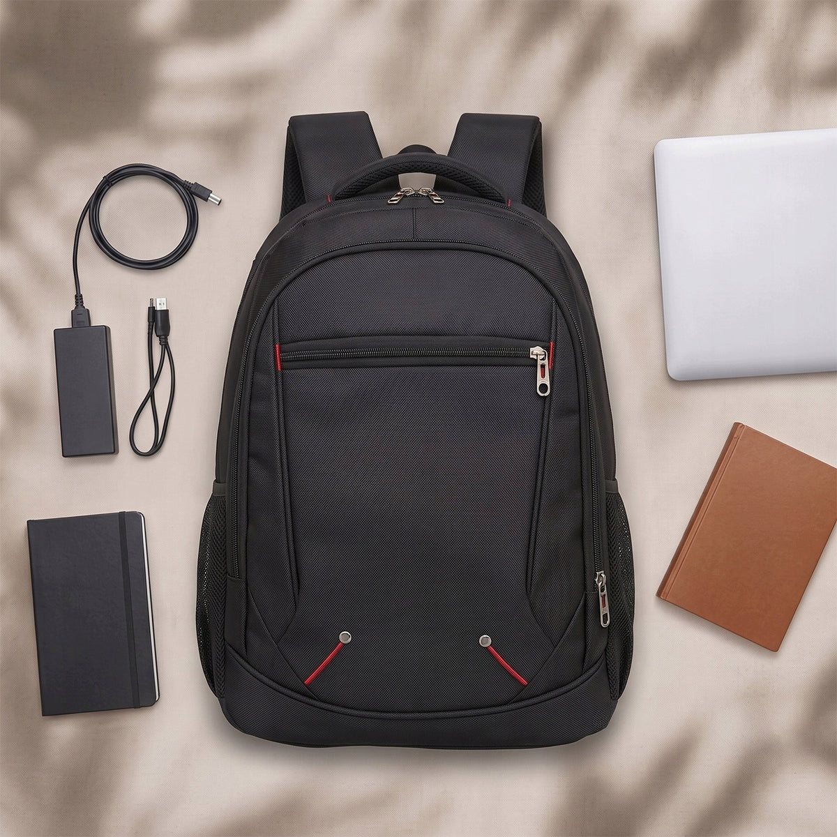 MEN'S BACKPACK FOR SCHOOL WORK WATERPROOF DURABLE SOLID ROOMY BLACK Packaging status original