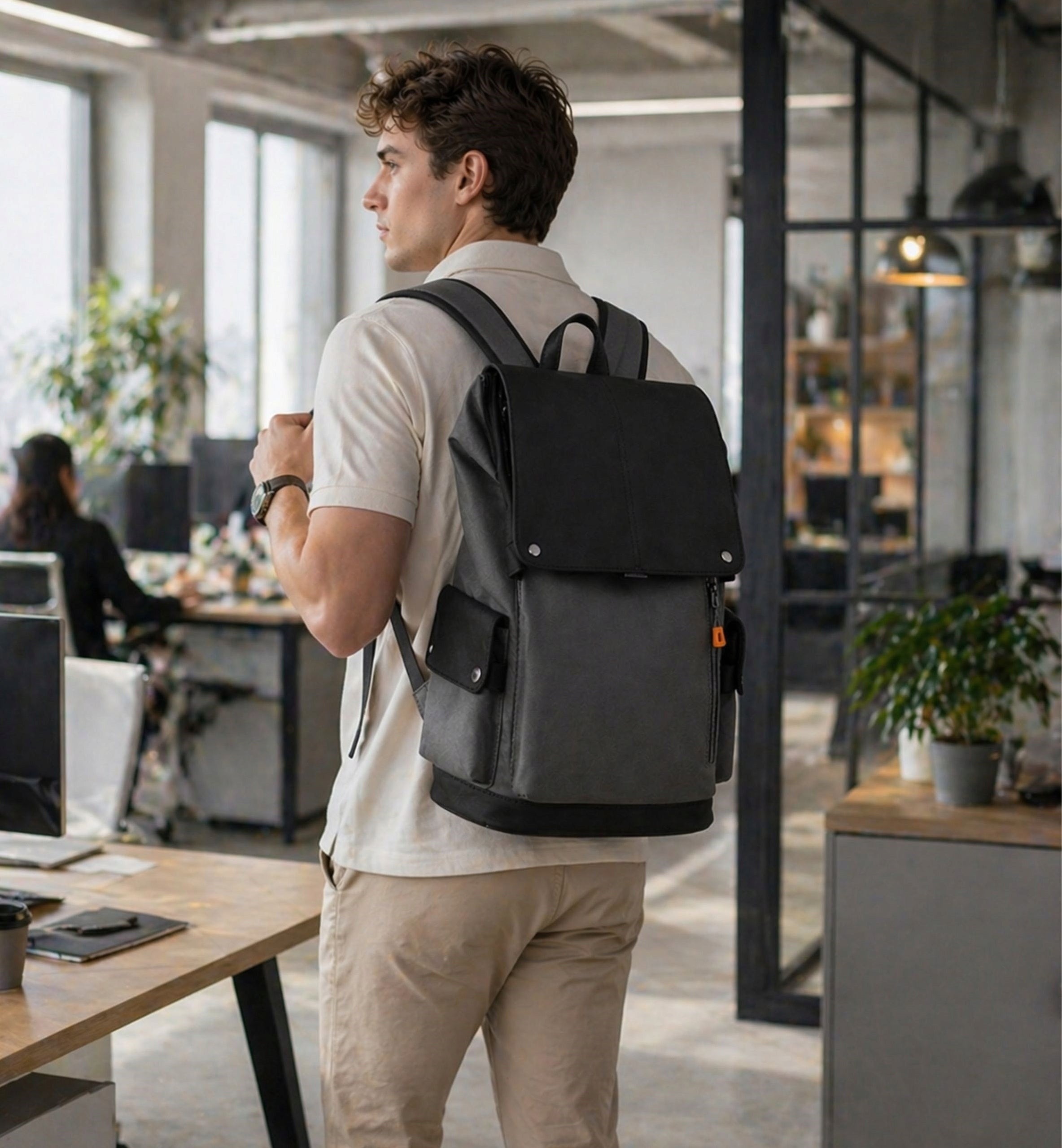 MEN'S BACKPACK FOR WORK CITY SCHOOL FOR LAPTOP WATERPROOF Kind city