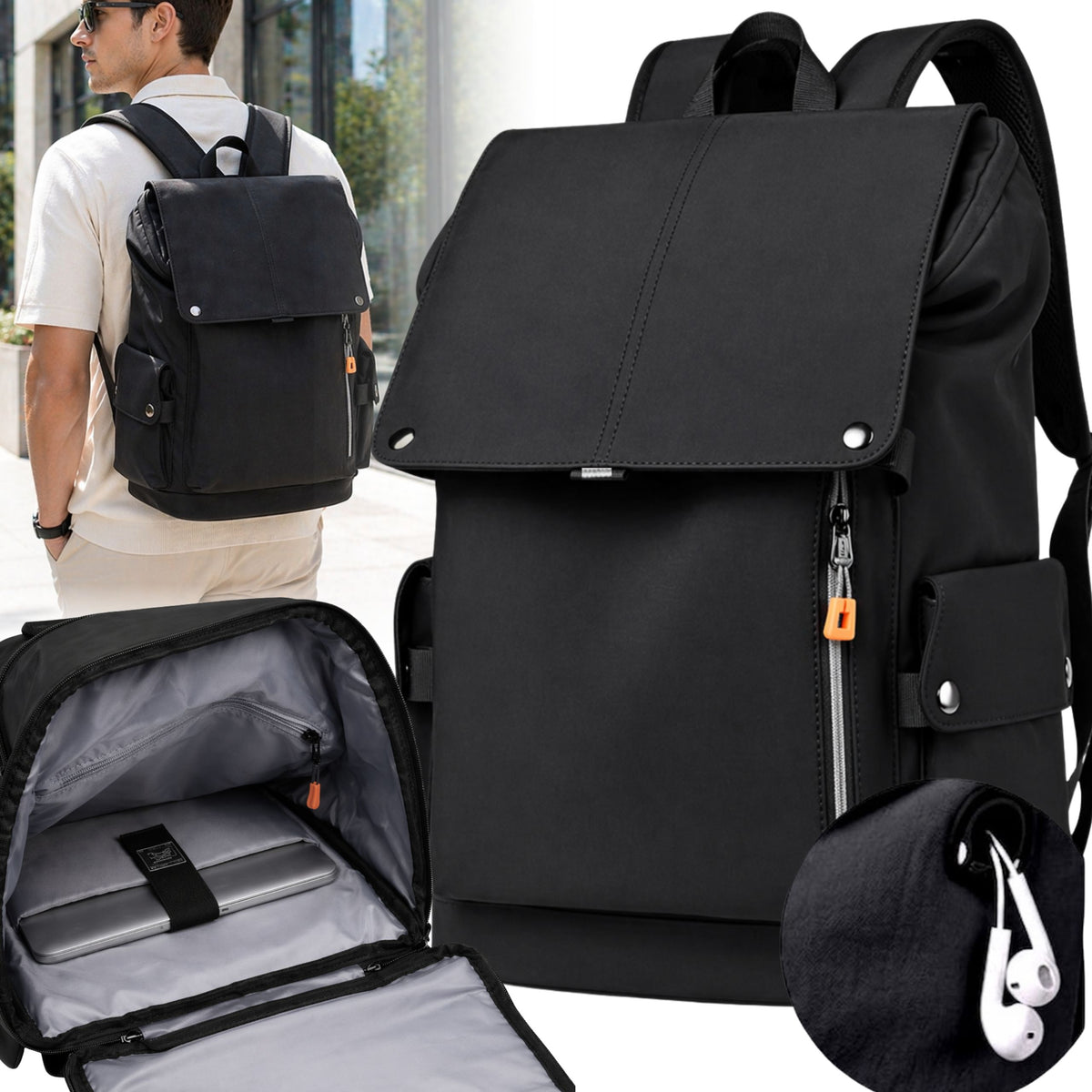 MEN'S BACKPACK FOR WORK CITY SCHOOL FOR LAPTOP WATERPROOF