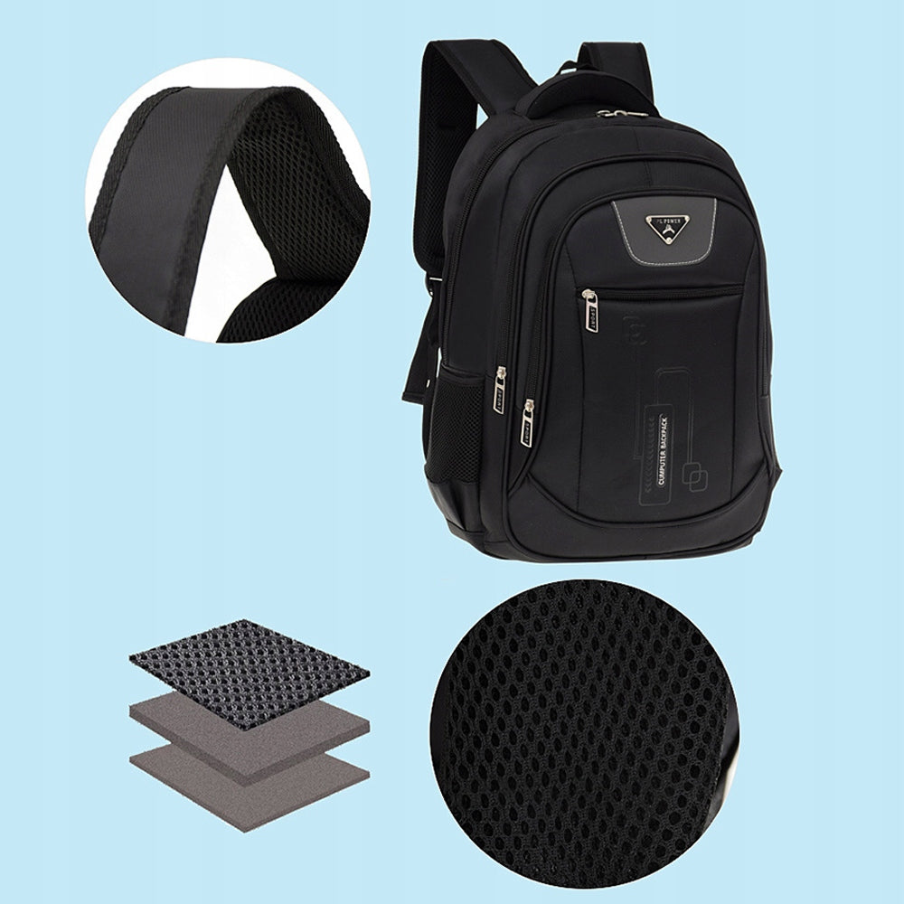 MEN'S CITY LAPTOP BACKPACK FOR WORK TO SCHOOL 30L BREATHABLE BLACK Additional features with pockets