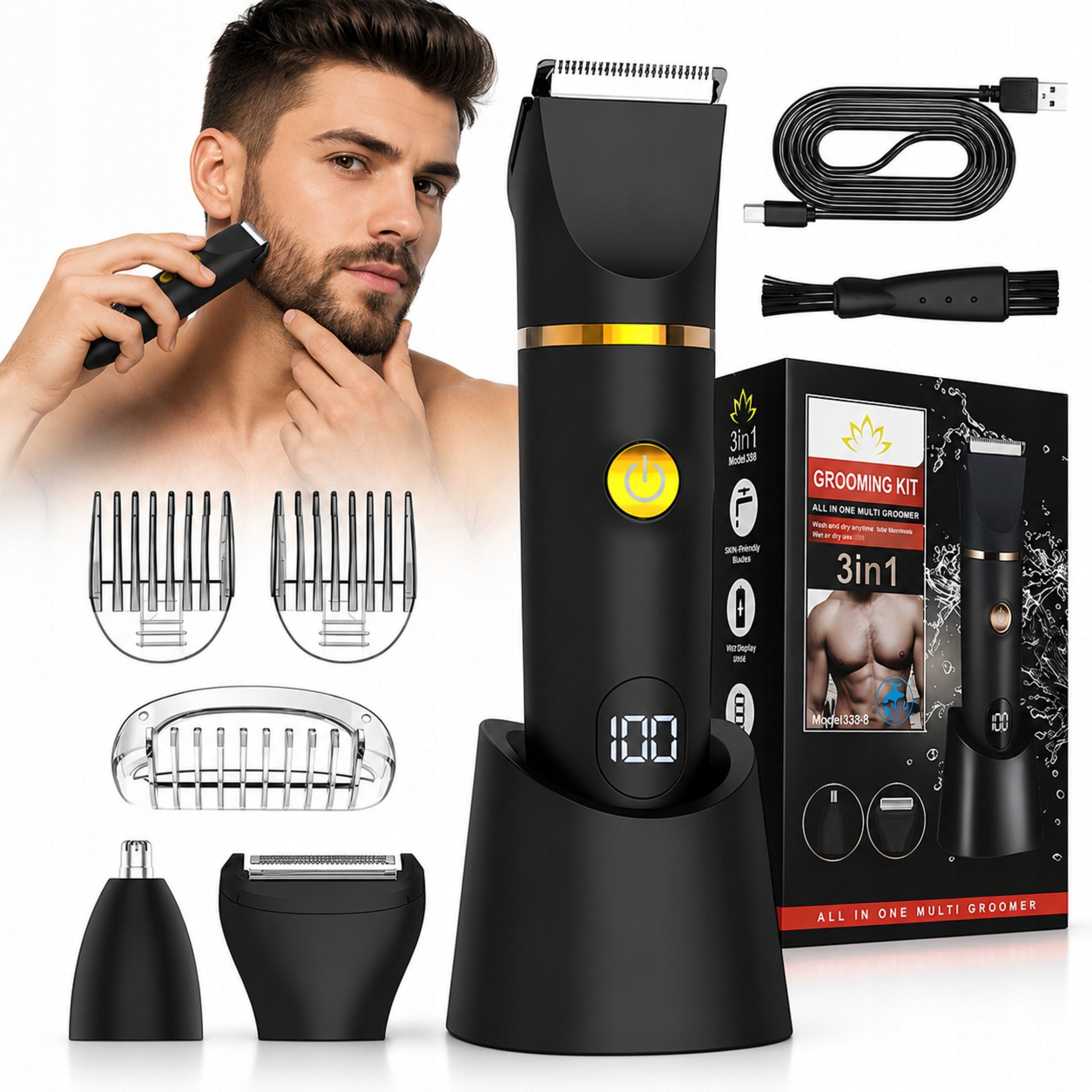 MEN'S ELECTRIC BEARD SHAVER BODY BEARD SHAVER + TRIMMER