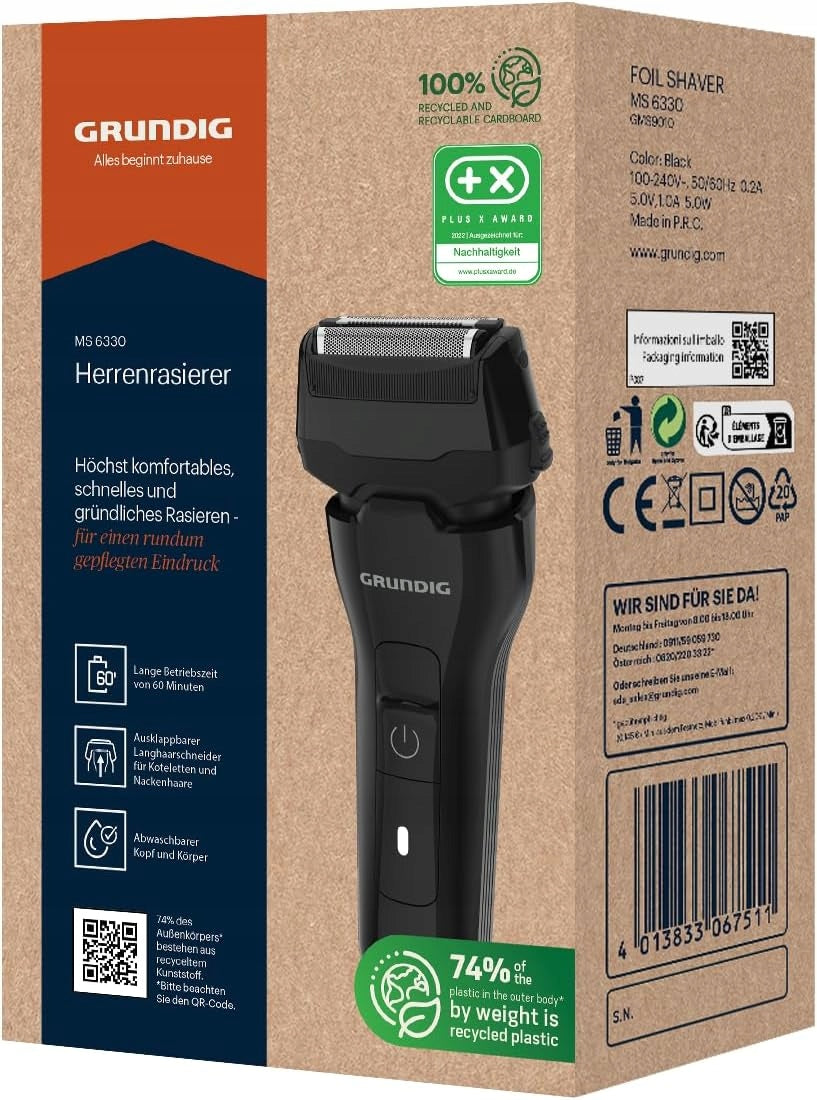 MEN'S ELECTRIC FOIL SHAVER WIRELESS LED TRIMMER 60 MIN Manufacturer code 5906307749060