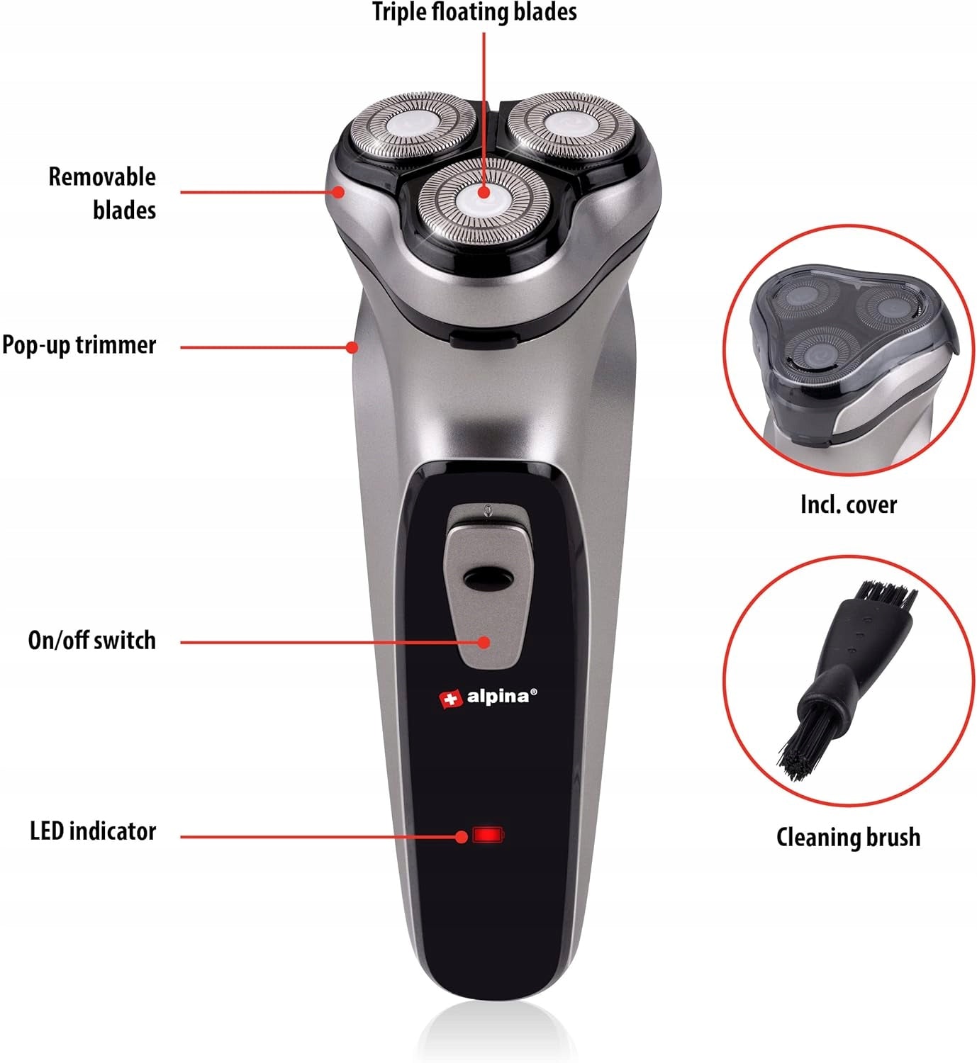 MEN'S ELECTRIC ROTARY CORDLESS USB TRIMMER 3 HEADS Packaging status original