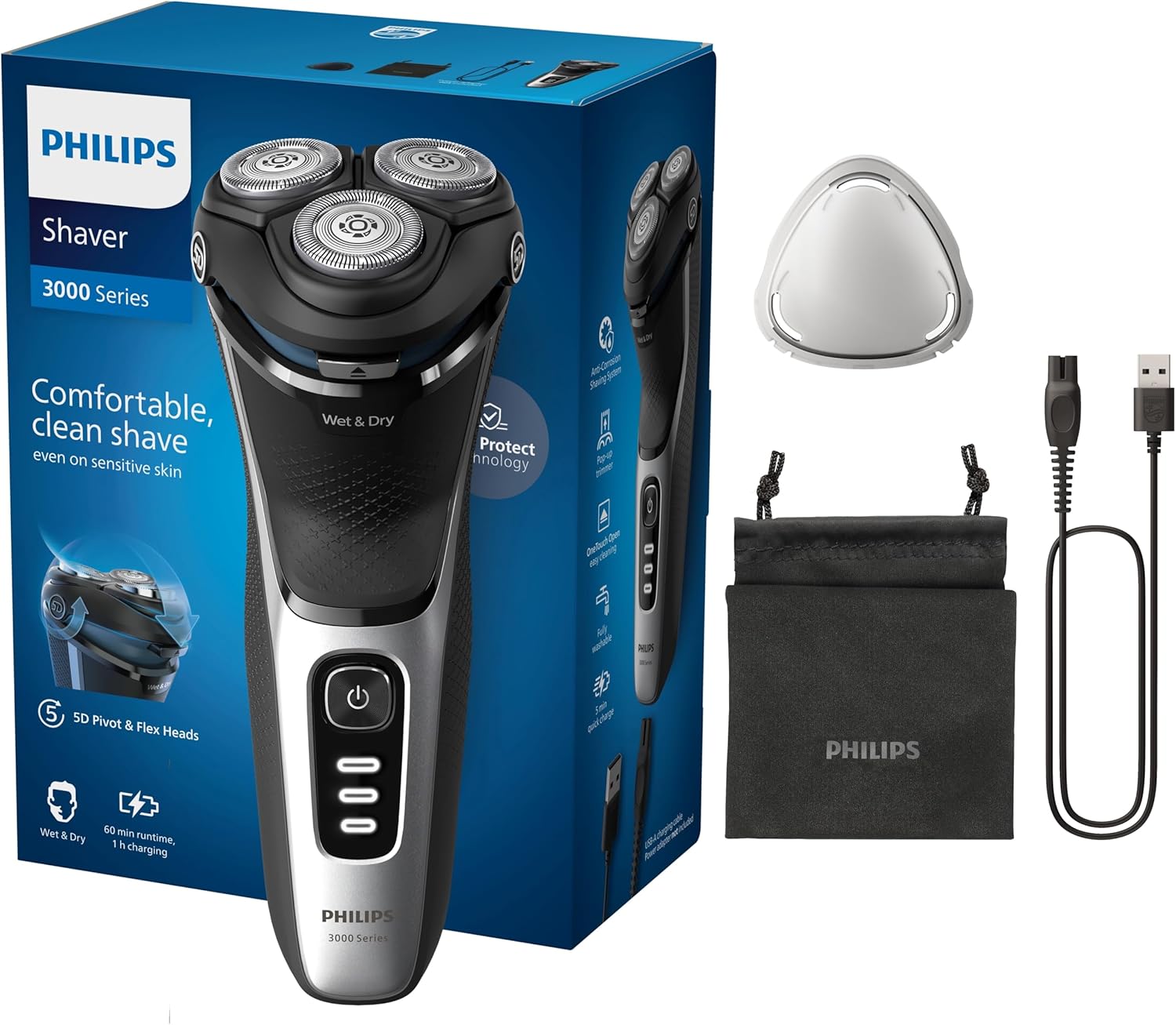 MEN'S ELECTRIC ROTARY CORDLESS WET AND DRY TRIMMER