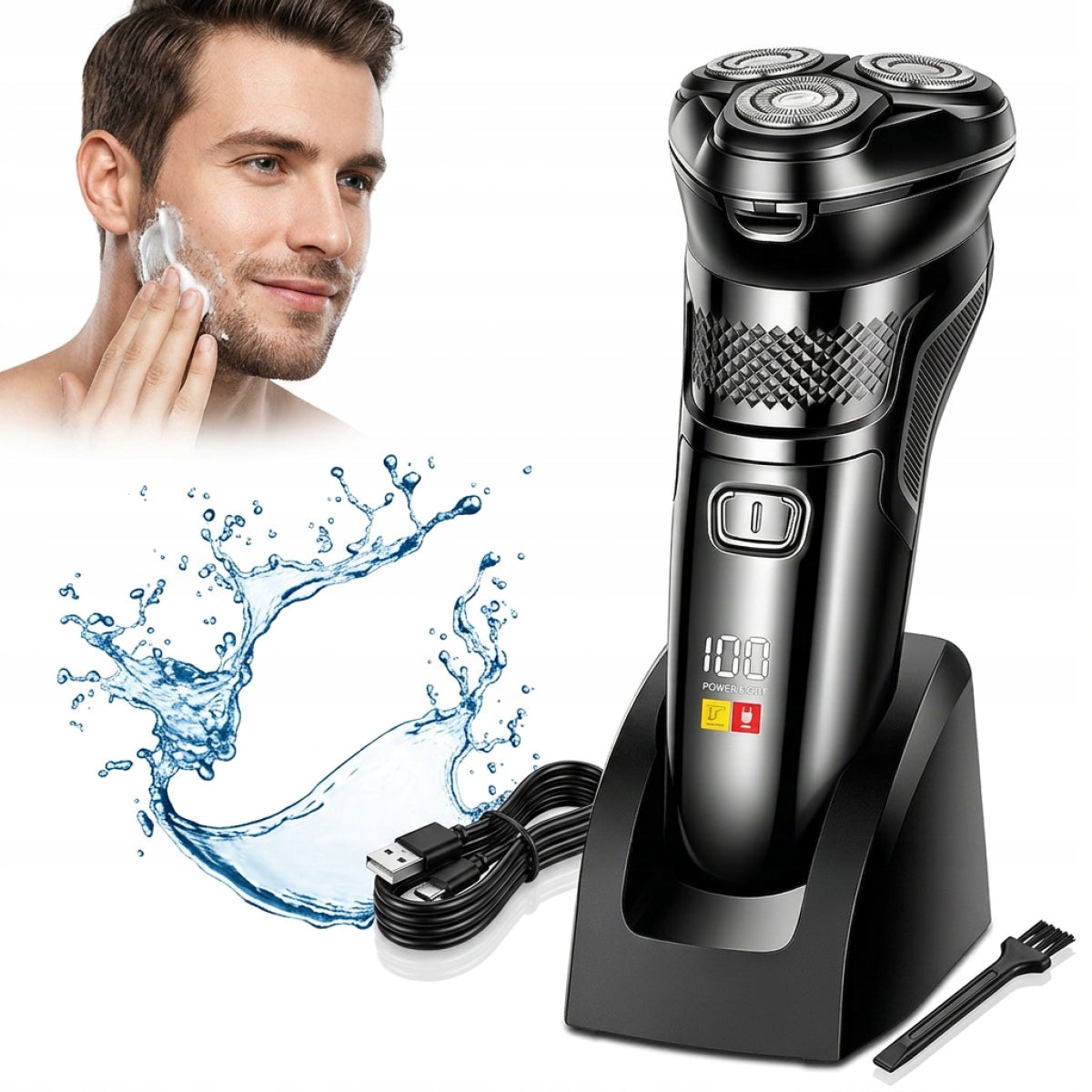 MEN'S ELECTRIC SHAVER FOR BEARD AND FACIAL HAIR - WIRELESS, 3 HEADS