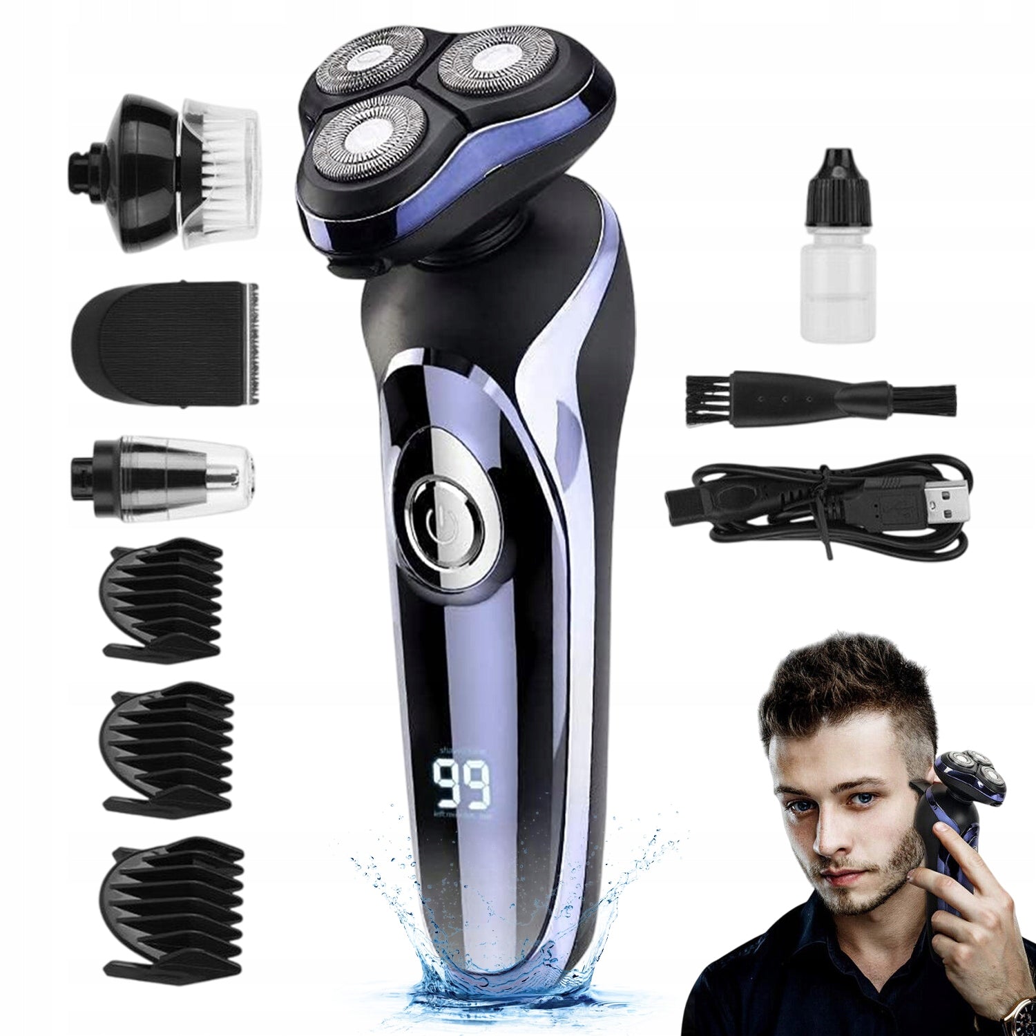 MEN'S ELECTRIC SHAVER FOR DRY AND WET SHAVING