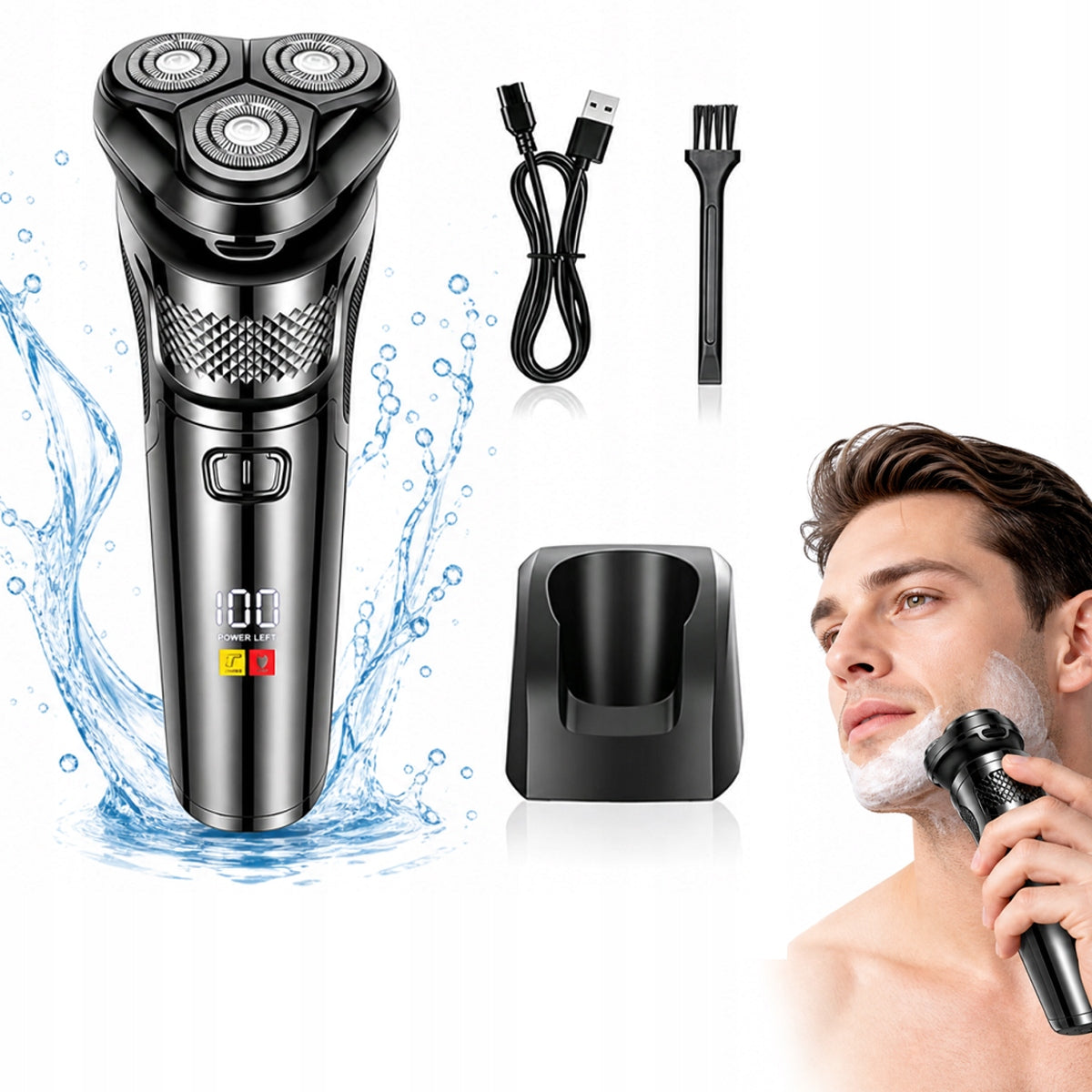 MEN'S ELECTRIC SHAVER FOR SHAVING FACIAL HAIR - ROTARY, WIRELESS