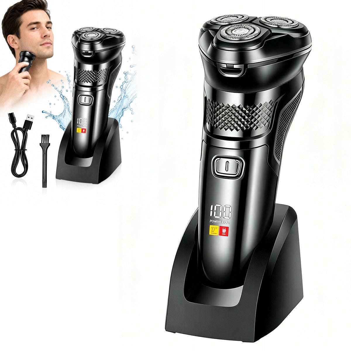 MEN'S ELECTRIC SHAVER FOR SHAVING FACIAL HAIR - ROTARY, WIRELESS