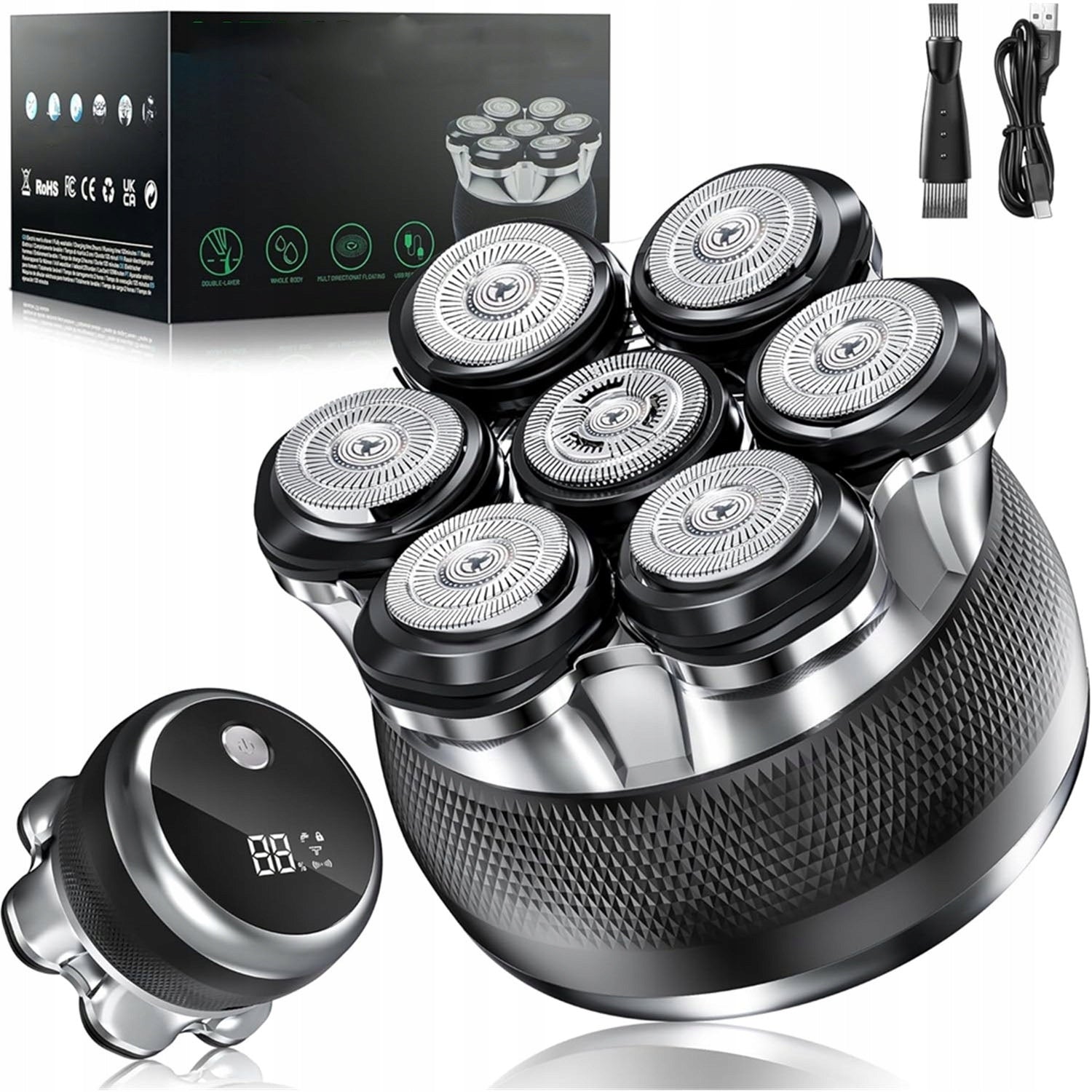 MEN'S ELECTRIC SHAVING HEAD MAGNETIC 7 BLADES 7D 2 MODES