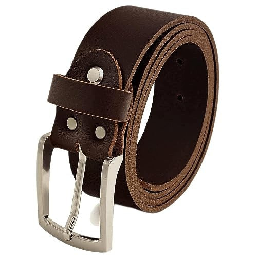 MEN'S LEATHER BELT BUFFALO BROWN FOR JEANS 38 MM FOR MAN Brand no brand