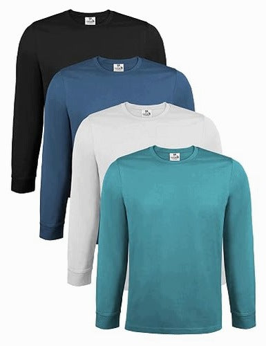 MEN'S LONG SLEEVE COTTON T-SHIRT SET OF 4 FOR MEN COTTON