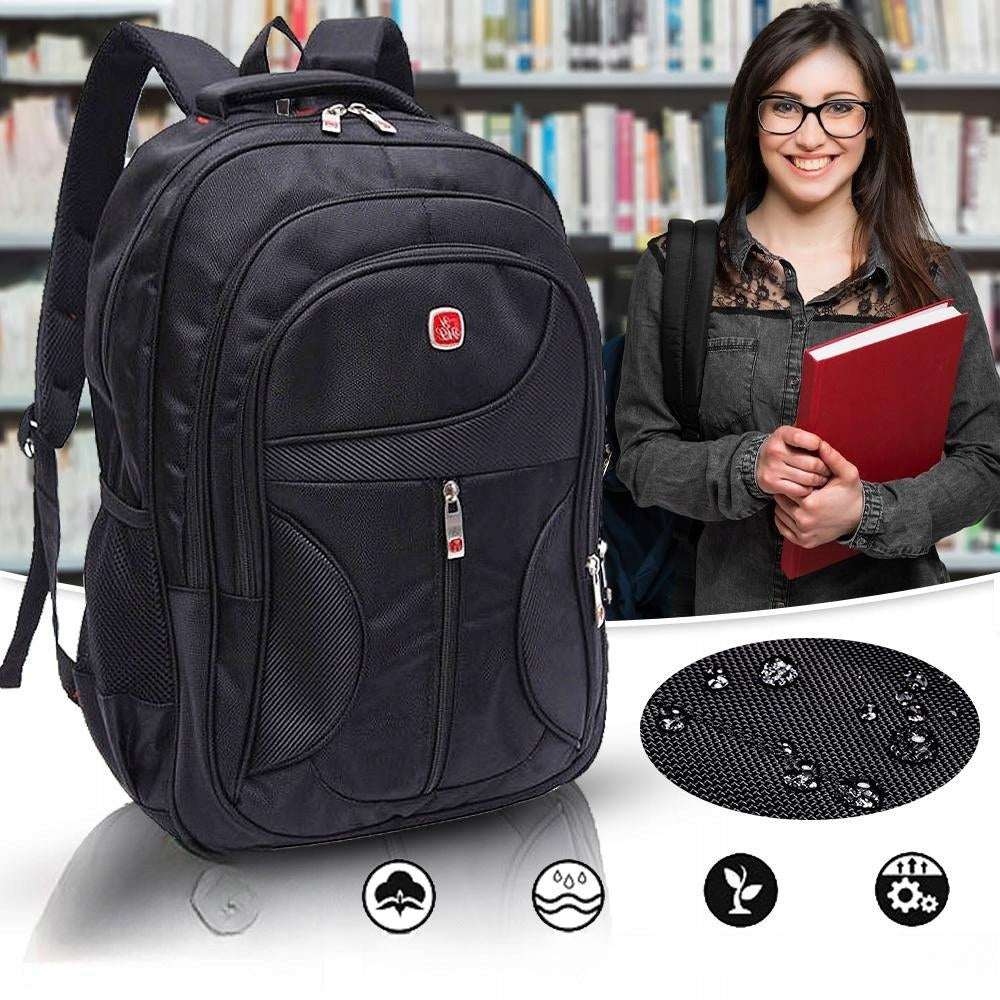 MEN'S NYLON BACKPACK BLACK WITH EXPANDABLE CAPACIT FOR DIFFERENT NEEDS Packaging status original