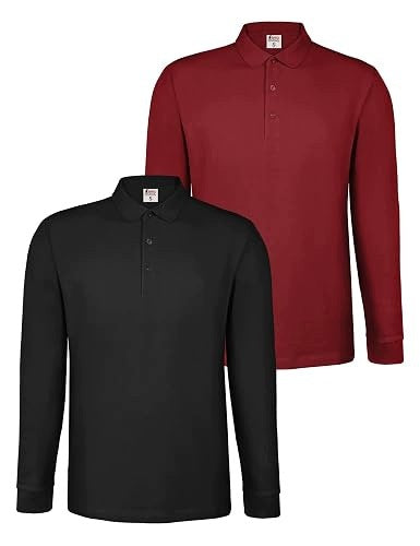 MEN'S POLO SHIRTS COTTON LONG SLEEVE SOLID COLOR 2 PACK COTTON Brand no brand