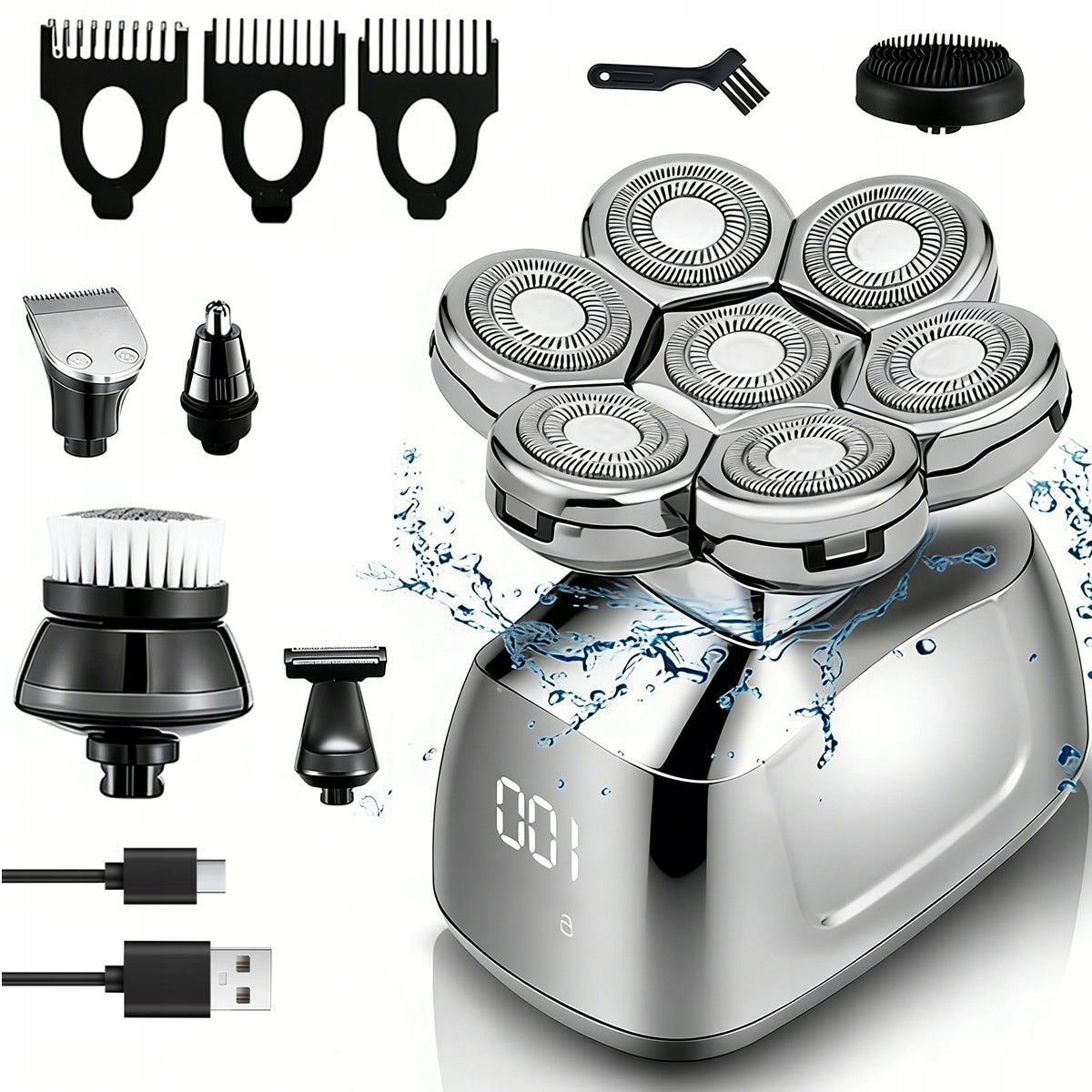 MEN'S SHAVER 7 HEADS NOSE BEARD TRIMMER