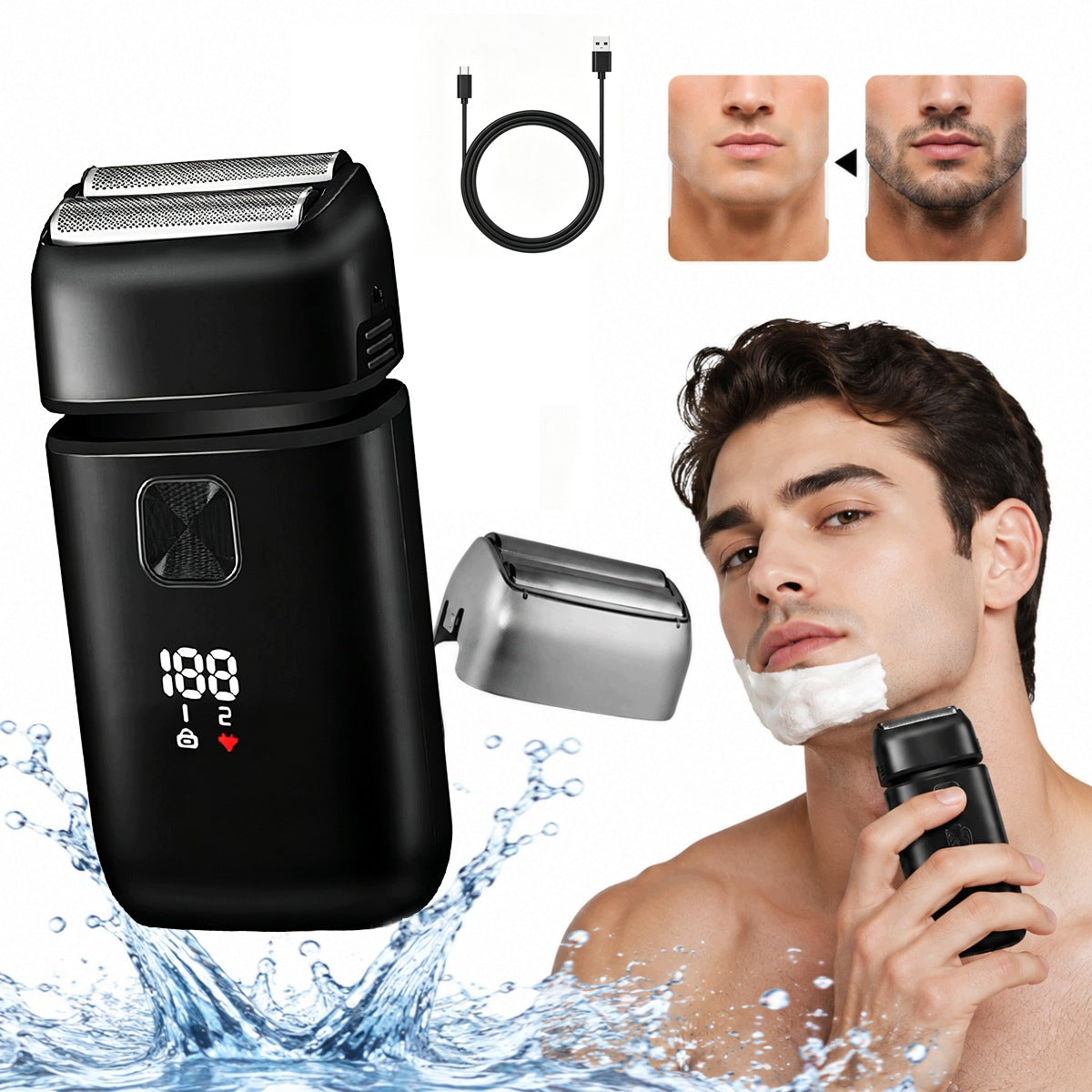 MEN'S SHAVER BEARD HAIR HEAD RAZOR TRIMMER GIFT