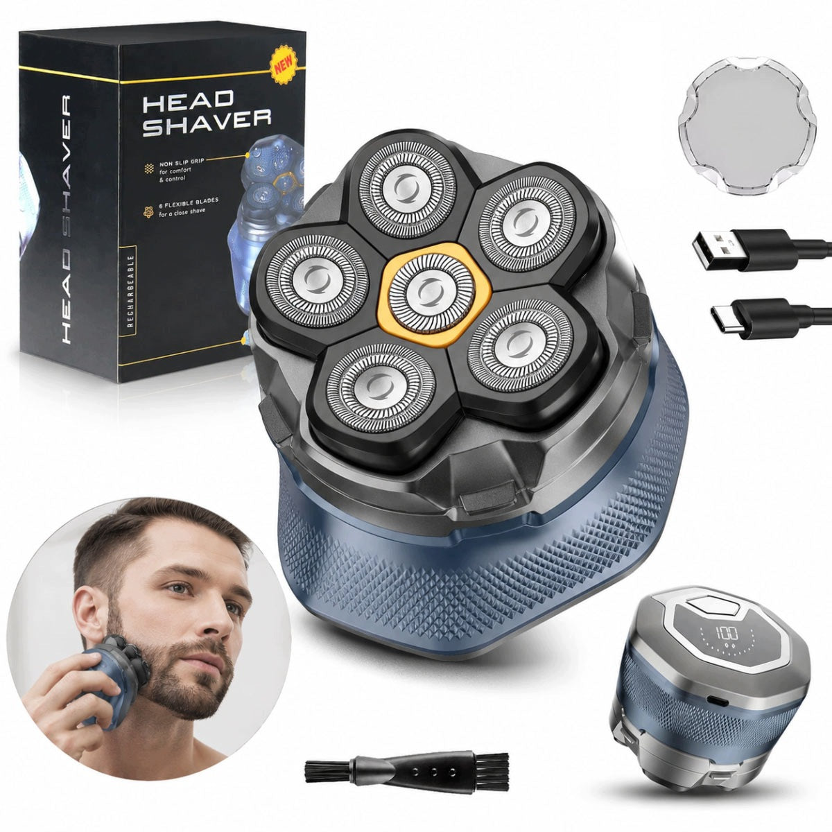 MEN'S SHAVER ELECTRIC BEARD HEAD TRIMMER USB-C
