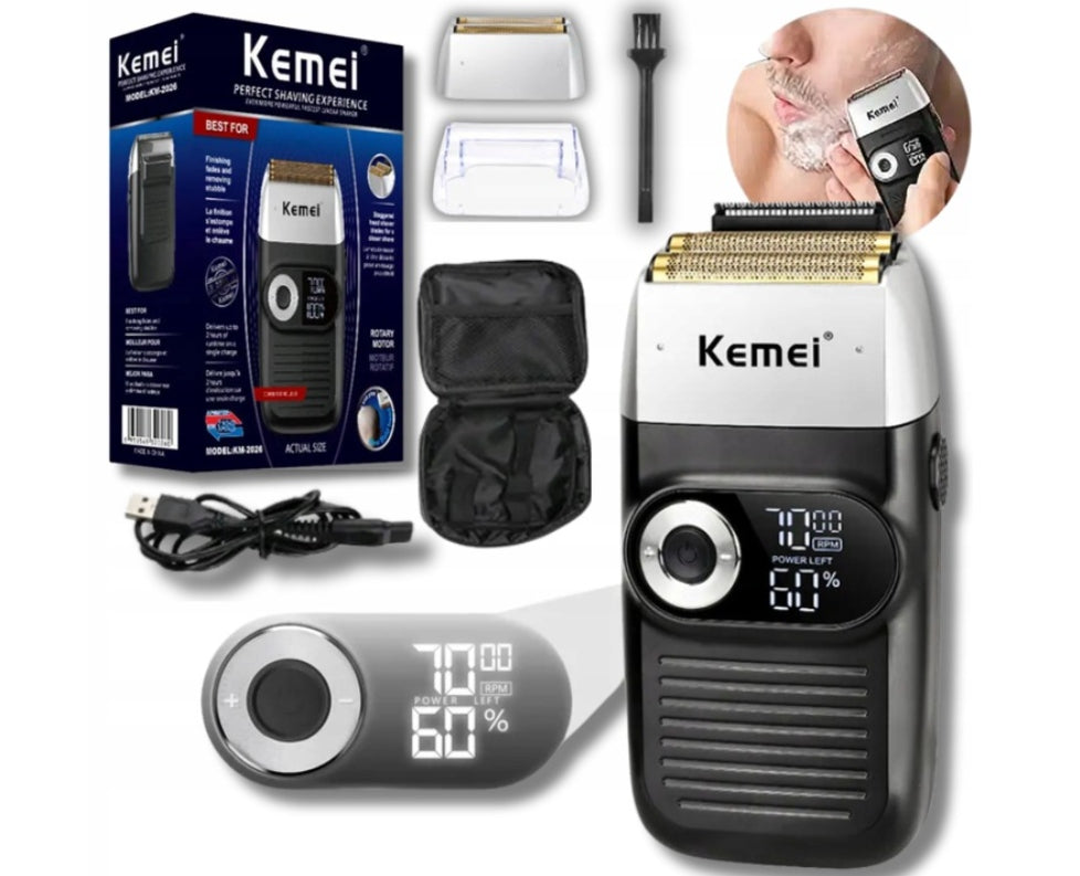 MEN'S SHAVER KEMEI KM-2026 WATERPROOF WIRELESS WITH DOUBLE BLADE